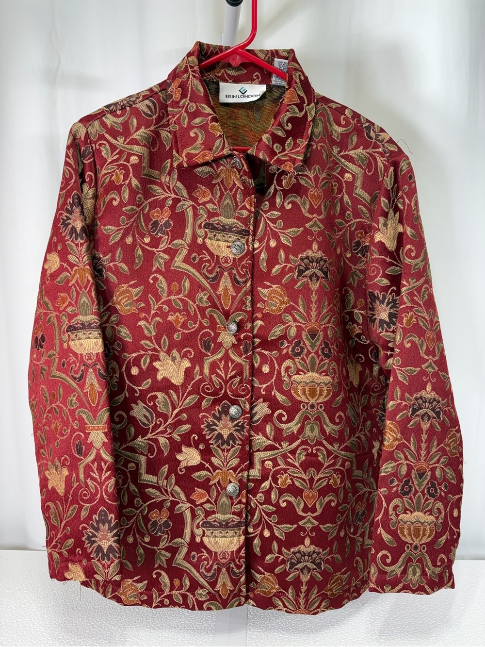 erin london Red Floral Button-Down Jacket 4276